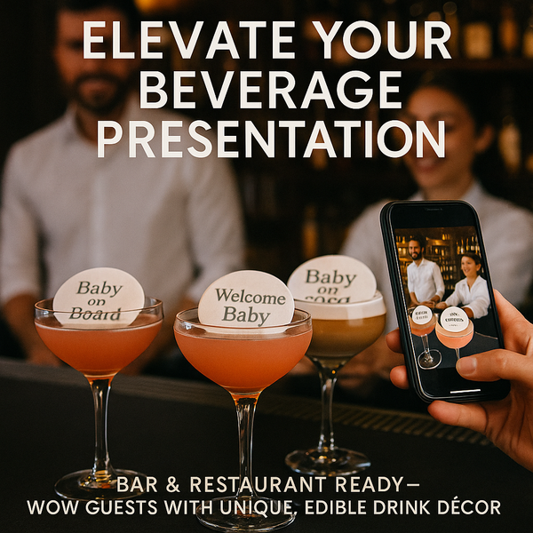 Personalized Edible Drink Toppers for Baby Shower – Custom Baby Shower Cup Toppers – Gender Reveal, Baby Sprinkle, Party Decorations