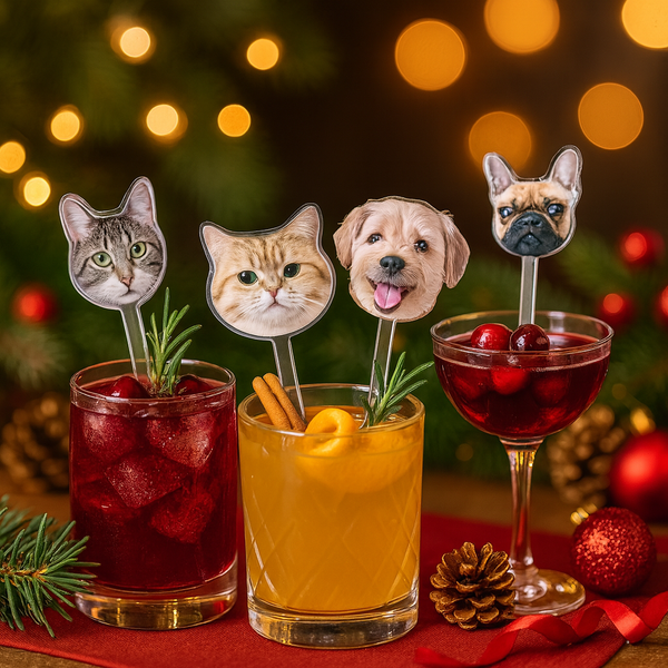 Custom Pet Photo Cocktail Stirrers – Personalized Acrylic Drink Stir Sticks for Parties, Weddings & Holidays