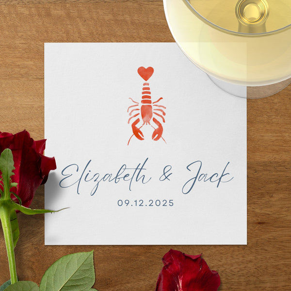 Personalized Napkins for Wedding, Anniversary, Engagement | Custom Monogram Cocktail Napkins | Printed Luncheon & Dinner Guest Napkins
