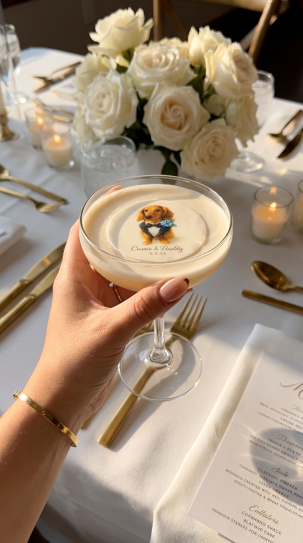 Pet Photo Wedding Cocktail Toppers | Personalized Edible Drink Garnishes