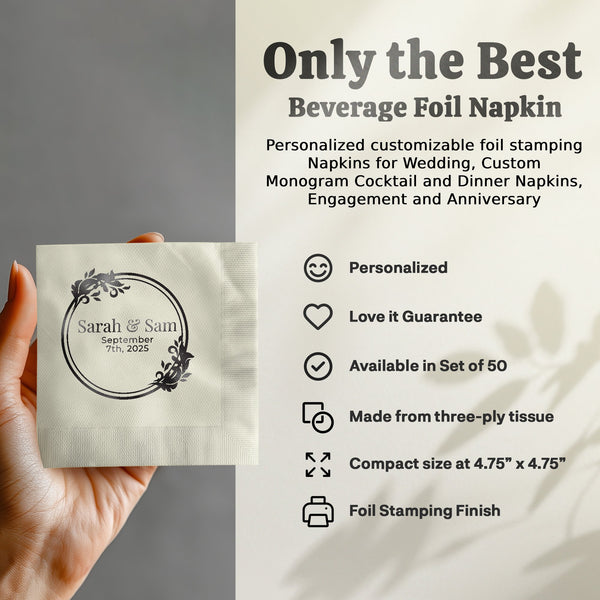 Personalized Beverage Foil Napkin Customizable Product