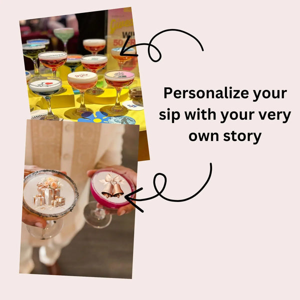 50-1000 Personalized Edible Drink Toppers: Monogram Cocktail Garnishes