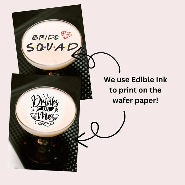 50-1000 Personalized Edible Drink Toppers: Monogram Cocktail Garnishes