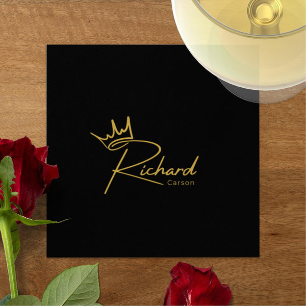 Personalized Napkins for Wedding, Anniversary, Engagement | Custom Monogram Cocktail Napkins | Printed Luncheon & Dinner Guest Napkins