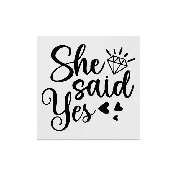 Customized Edible Drink Topper and Personalized Beverage Napkins Bundle, She Said Yes, Perfect for Engagement Party Decorations