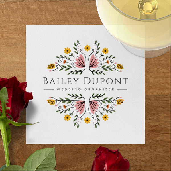 Personalized Napkins for Wedding, Anniversary, Engagement | Custom Monogram Cocktail Napkins | Printed Luncheon & Dinner Guest Napkins
