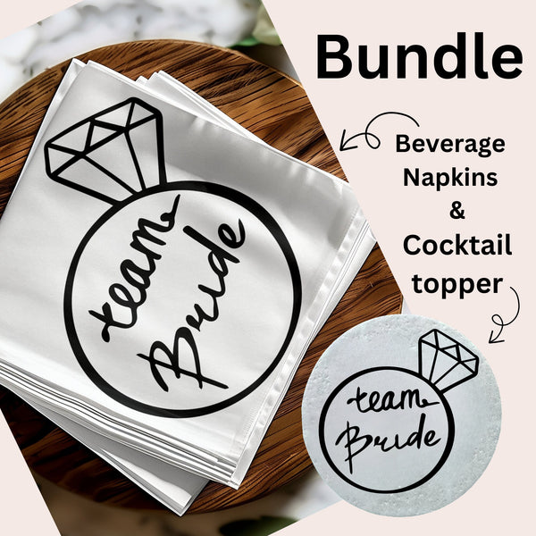 Team Bride Beverage Napkins, Bachelorette Party Napkins, Bridal Shower Decoration, Engagement Party Accessories, Hen Party Essentials