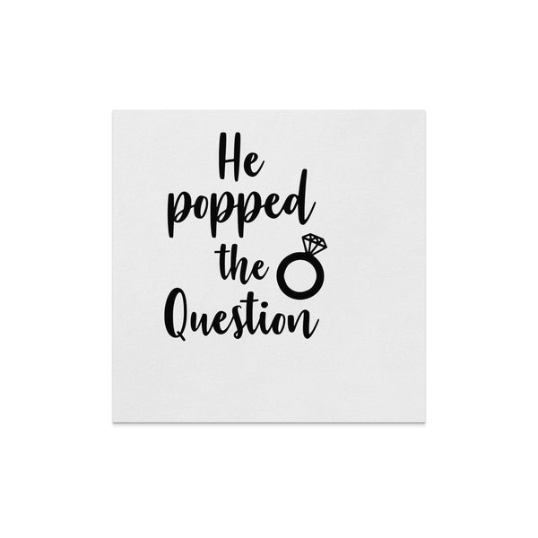 He Popped The Question Beverage Napkins, Engagement Party Napkins, Bridal Shower Napkins, Wedding Reception Napkins, Proposal Party Decor