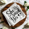Customized Edible Drink Topper and Personalized Beverage Napkins Bundle, She Said Yes, Perfect for Engagement Party Decorations