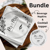 Custom Mr and Mrs Beverage Napkins & Edible Drink Toppers Bundle | Elegant Wedding Reception Decor | Personalized Party Supplies