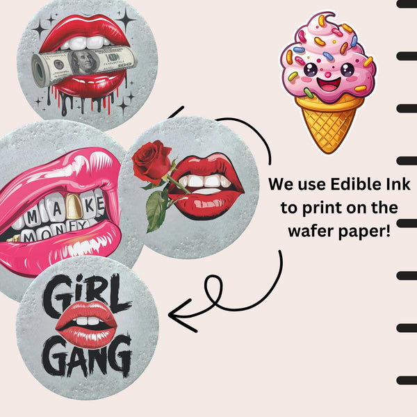 Sexy Lips Edible Drink Topper - Edible Cocktail Garnish, Lips Shaped Drink Decoration, Party Drink Accessory, Bachelorette Party Favor