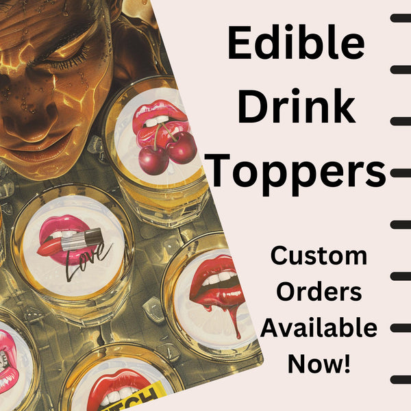 Sexy Lips Edible Drink Topper - Edible Cocktail Garnish, Lips Shaped Drink Decoration, Party Drink Accessory, Bachelorette Party Favor