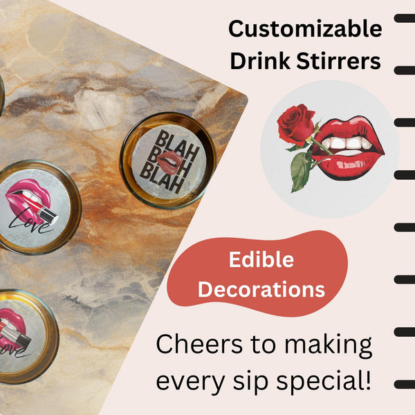 Sexy Lips Edible Drink Topper - Edible Cocktail Garnish, Lips Shaped Drink Decoration, Party Drink Accessory, Bachelorette Party Favor