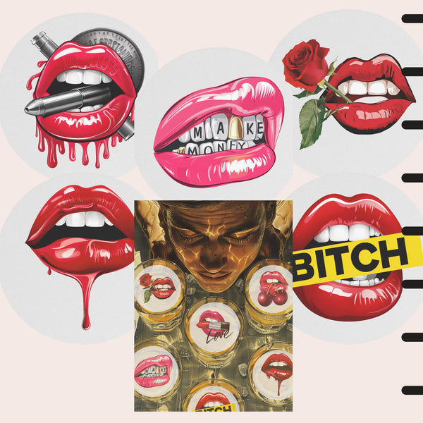 Sexy Lips Edible Drink Topper - Edible Cocktail Garnish, Lips Shaped Drink Decoration, Party Drink Accessory, Bachelorette Party Favor