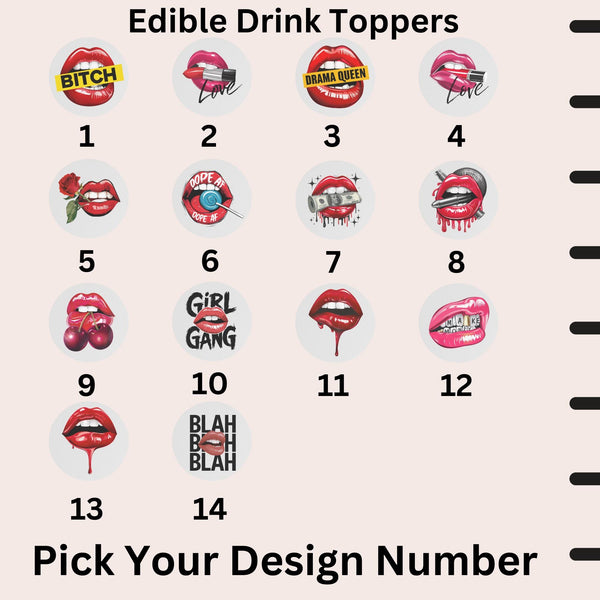 Sexy Lips Edible Drink Topper - Edible Cocktail Garnish, Lips Shaped Drink Decoration, Party Drink Accessory, Bachelorette Party Favor