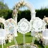 Watercolor floral monogram acrylic drink stirrers for a wedding cocktail bar