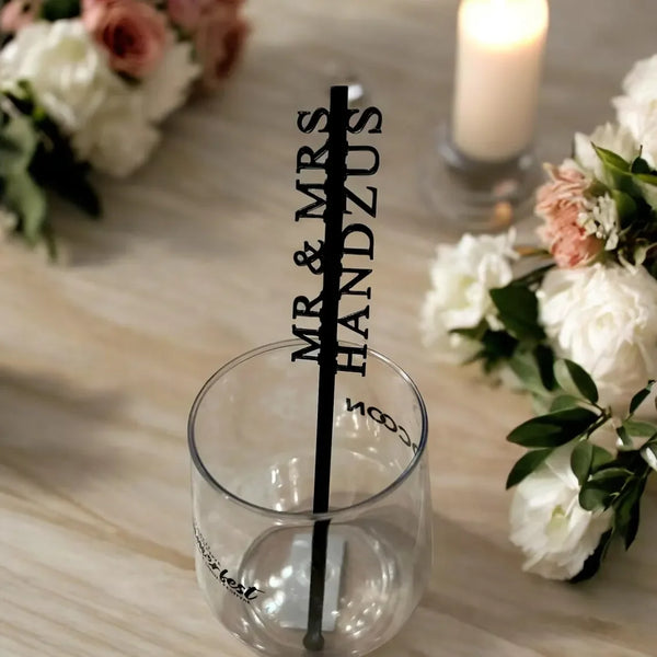 Personalized Acrylic Wedding Cocktail Stirrers – Custom Name Drink Swizzle Sticks – Luxury Reception Bar Decor – 10 30 50 100 Pack