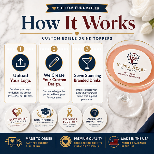 How to order custom fundraiser edible drink toppers in three steps