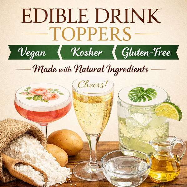 Personalized Edible Monogram Drink Toppers - Custom Cocktail Garnishes